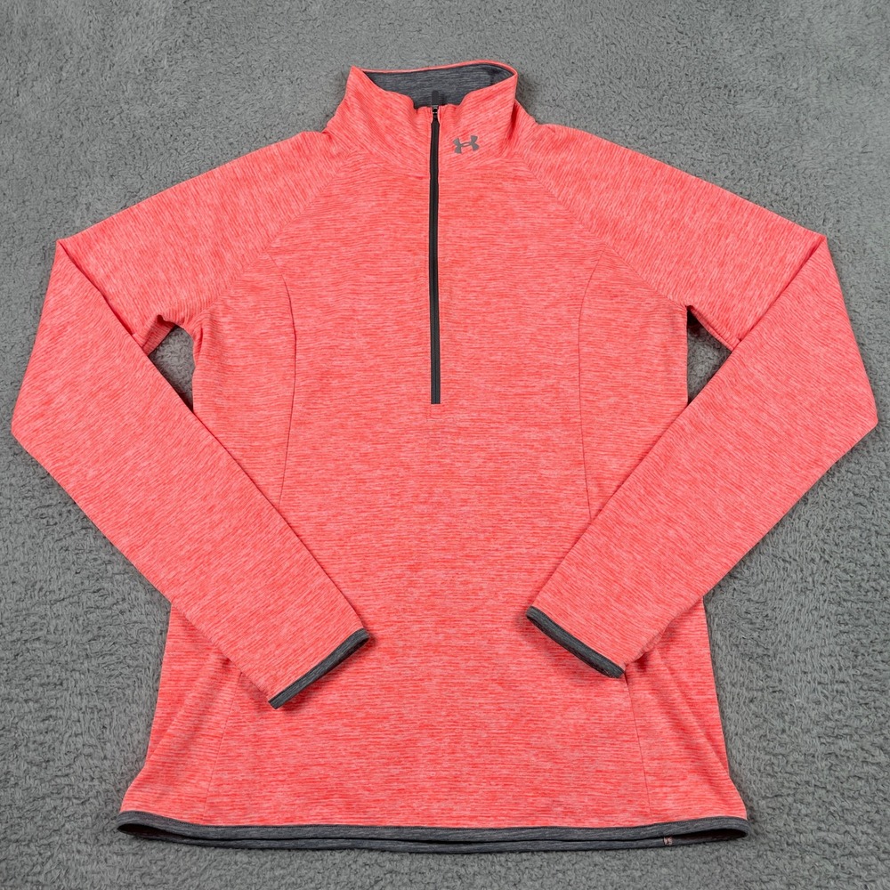 Under Armour HeatGear Run 1/4 Zip Pullover Womens Medium Pink Space Dye Athletic
